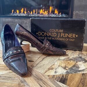 Donald J Pliner Couture Mena Expresso Pitone Snakeskin Heels Handmade in Italy-9